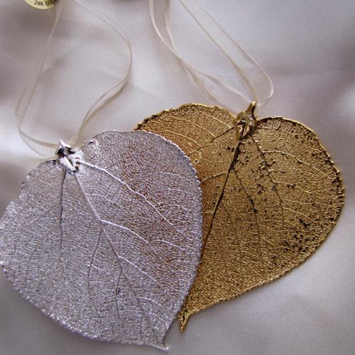 Silver and 24K gold aspen leaf ornament - Image 2