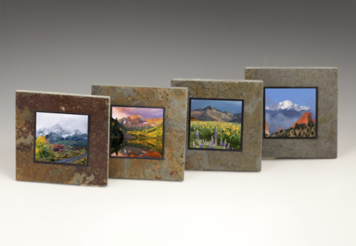 Colorado Famous 14er Mountains Slate Coaster Set
