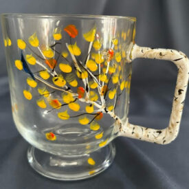 Glass coffee mug hand-painted