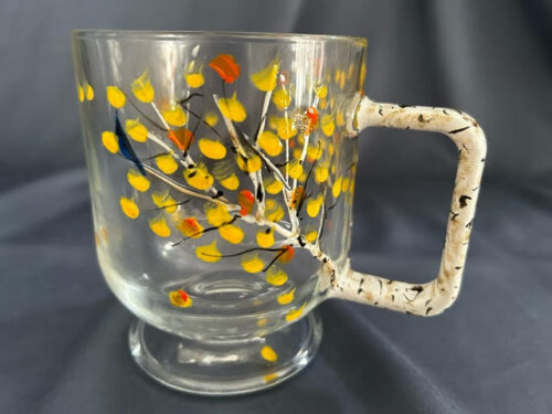 Glass coffee mug hand-painted